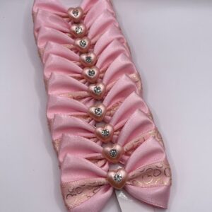 Light Pink With Golden Hearts Medium Bow