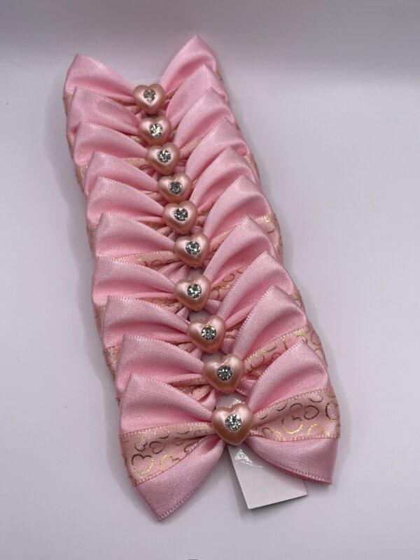 Light Pink With Golden Hearts Medium Bow
