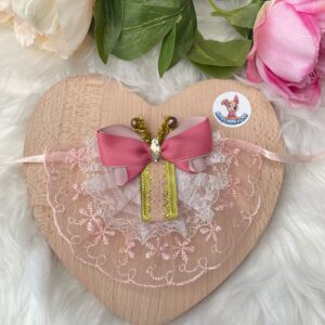 Pink and Golden Lace Bib